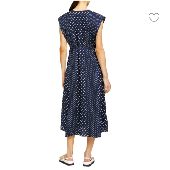 THEORY V-Neck Ruffle Midi Silk Dress Size P NWT - Picture 2 of 12